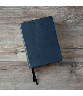 Large Hand-Bound Genuine Leather Quad - Navy Blue