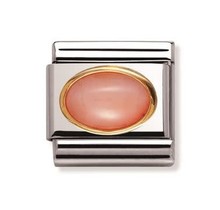 Nomination Link - 030502-10- Classic OVAL HARD STONES - Pink Coral
