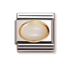 Nomination Link - 030502-12- Classic OVAL HARD STONES - White Mother of Pearl