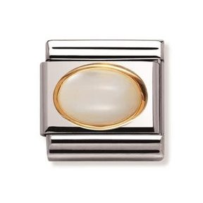 Nomination Link - 030502-12- Classic OVAL HARD STONES - White Mother of Pearl