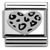 Nomination Link - 330101-05 - Classic OXIDIZED SYMBOLS - Leopard Heart Nomination Link - 330101-05 - Classic OXIDIZED SYMBOLS - Leopard Heart