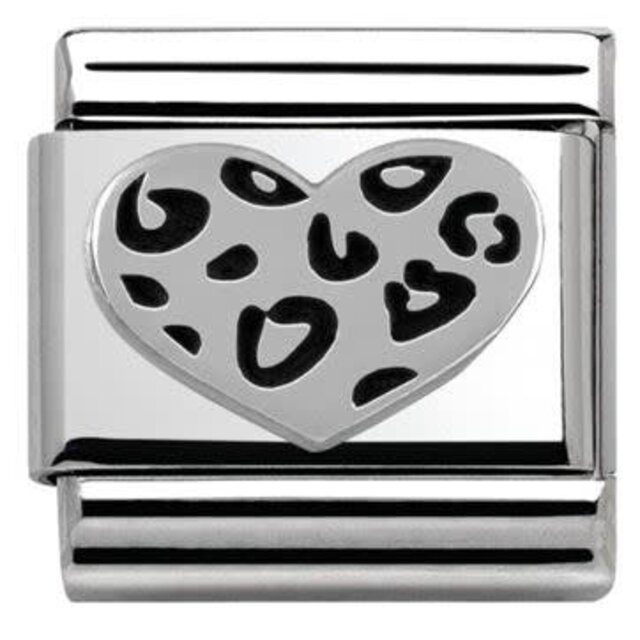 Nomination Link - 330101-05 - Classic OXIDIZED SYMBOLS - Leopard Heart Nomination Link - 330101-05 - Classic OXIDIZED SYMBOLS - Leopard Heart