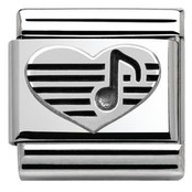 Nomination Link - 330101-06 - Classic OXIDIZED SYMBOLS - Heart With Musical Note Nomination Link - 330101-06 - Classic OXIDIZED SYMBOLS - Heart With Musical Note