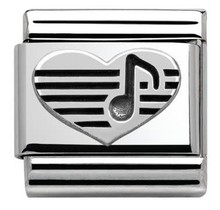 Nomination Link - 330101-06 - Classic OXIDIZED SYMBOLS - Heart With Musical Note