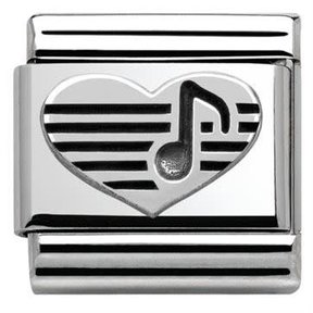 Nomination Link - 330101-06 - Classic OXIDIZED SYMBOLS - Heart With Musical Note