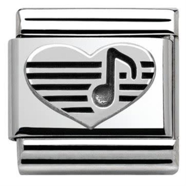 Nomination Link - 330101-06 - Classic OXIDIZED SYMBOLS - Heart With Musical Note Nomination Link - 330101-06 - Classic OXIDIZED SYMBOLS - Heart With Musical Note