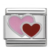 NOMINATION COMPOSABLE CLASSIC SYMBOL PINK RED DOUBLE HEART 330202/16