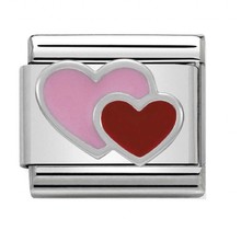 Nomination - 330202-16- Link Classic SYMBOLS - Pink And Red Double Heart