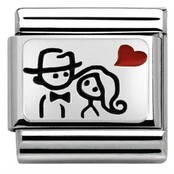 Nomination Link - 330208-10 - Classic CL OXIDIZED PLATES - Couple with Heart Nomination Link - 330208-10 - Classic CL OXIDIZED PLATES - Couple with Heart