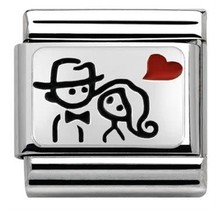 Nomination Link - 330208-10 - Classic CL OXIDIZED PLATES - Couple with Heart