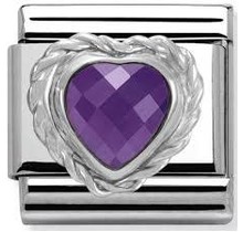 Nomination - 330603-01- Link Classic HEART FACETED CZ- Purple