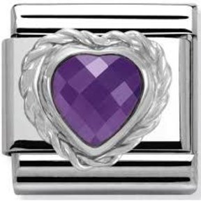 Nomination Link - 330603-001 - Classic HEART FACETED CZ - Purple
