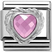 Nomination Link - 330603-003 - Classic HEART FACETED CZ - Pink Nomination Link - 330603-003 - Classic HEART FACETED CZ - Pink