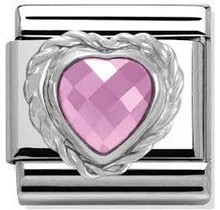Nomination - 330603-003- Link Classic HEART FACETED CZ- Pink