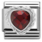 Nomination Link - 330603-005 - Classic HEART FACETED CZ - Red Nomination Link - 330603-005 - Classic HEART FACETED CZ - Red