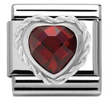 Nomination - 330603-05- Link Classic HEART FACETED CZ- Red