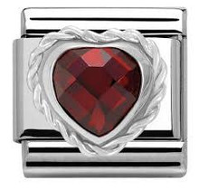 Nomination Link - 330603-005 - Classic HEART FACETED CZ - Red