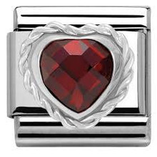 Nomination Link - 330603-005 - Classic HEART FACETED CZ - Red