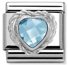 Nomination Link - 330603-006 - Classic HEART FACETED CZ - Light Blue