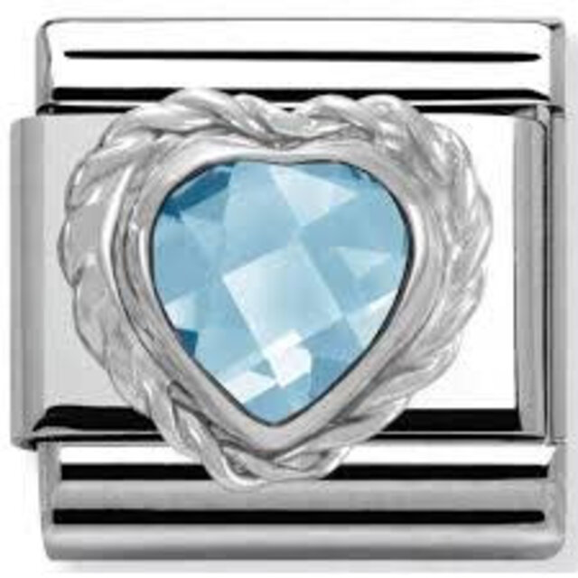 Nomination Link - 330603-006 - Classic HEART FACETED CZ - Light Blue Nomination Link - 330603-006 - Classic HEART FACETED CZ - Light Blue