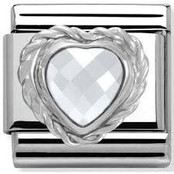 Nomination Link - 330603-010 - Classic HEART FACETED CZ - White Nomination Link - 330603-010 - Classic HEART FACETED CZ - White