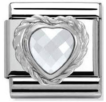Nomination - 330603-010- Link Classic HEART FACETED CZ- White