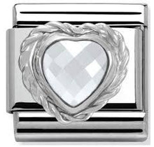 Nomination Link - 330603-010 - Classic HEART FACETED CZ - White