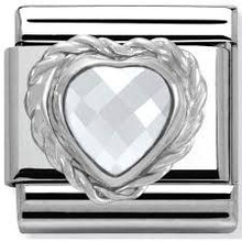 Nomination Link - 330603-010 - Classic HEART FACETED CZ - White