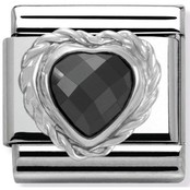 Nomination Link - 330603-011 - Classic HEART FACETED CZ - Black Nomination Link - 330603-011 - Classic HEART FACETED CZ - Black
