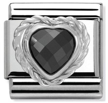Nomination - 330603-011- Link Classic HEART FACETED CZ- Black