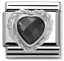Nomination Link - 330603-011 - Classic HEART FACETED CZ - Black