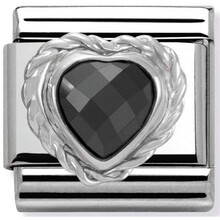 Nomination Link - 330603-011 - Classic HEART FACETED CZ - Black