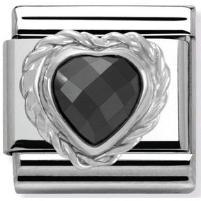 Nomination Link - 330603-011 - Classic HEART FACETED CZ - Black