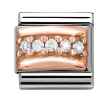 Nomination Link Rosékleurig - 430304-01 - Classic ENGRAVED PAVE - White CZ