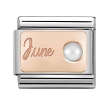 Nomination Link Rosékleurig - 430508-06 - Classic STONE of MONTH - June White Pearl