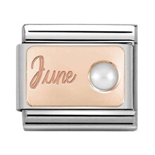 Nomination Link Rosékleurig - 430508-06 - Classic STONE of MONTH - June White Pearl