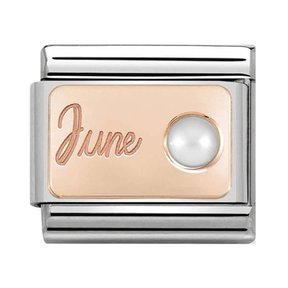 Nomination Link Rosékleurig - 430508-06 - Classic STONE of MONTH - June White Pearl
