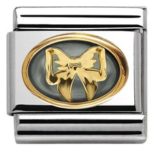 Nomination Link - 030517-02- Classic STONES DOUBLE - Bow With Grey Mother Of Pearl