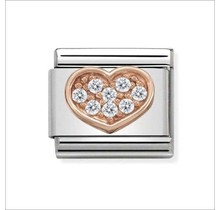 Nomination Link Rosékleurig - 430302-13 - Classic SYMBOLS IN STAINLESS STEEL WITH 9K ROSE GOLD AND CZ - Heart Rich