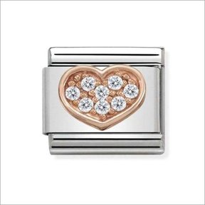 Nomination Link Rosékleurig - 430302-13 - Classic SYMBOLS IN STAINLESS STEEL WITH 9K ROSE GOLD AND CZ - Heart Rich