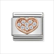 Nomination Link Rosékleurig - 430302-13 - Classic SYMBOLS IN STAINLESS STEEL WITH 9K ROSE GOLD AND CZ - Heart Rich Nomination Link Rosékleurig - 430302-13 - Classic SYMBOLS IN STAINLESS STEEL WITH 9K ROSE GOLD AND CZ - Heart Rich