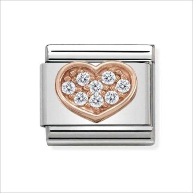 Nomination Link Rosékleurig - 430302-13 - Classic SYMBOLS IN STAINLESS STEEL WITH 9K ROSE GOLD AND CZ - Heart Rich Nomination Link Rosékleurig - 430302-13 - Classic SYMBOLS IN STAINLESS STEEL WITH 9K ROSE GOLD AND CZ - Heart Rich