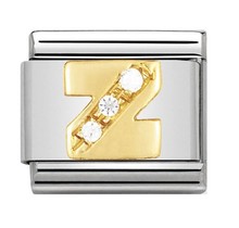 Nomination 030301/26 Letters & CZ Z 18k Goud