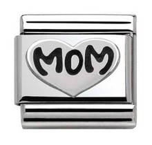 Nomination 330101/10 Oxidized Symbols Mom Heart