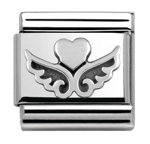 Nomination 330101/13 Oxidized Symbols Heart With Wings