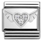 Nomination Link - 330304-12 - Classic CL SYMBOLS  - Flying Heart with CZ Nomination Link - 330304-12 - Classic CL SYMBOLS  - Flying Heart with CZ