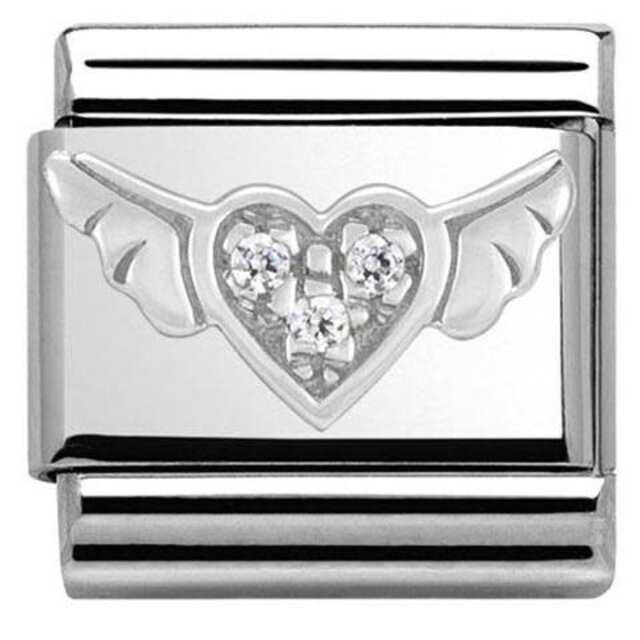 Nomination Link - 330304-12 - Classic CL SYMBOLS  - Flying Heart with CZ Nomination Link - 330304-12 - Classic CL SYMBOLS  - Flying Heart with CZ