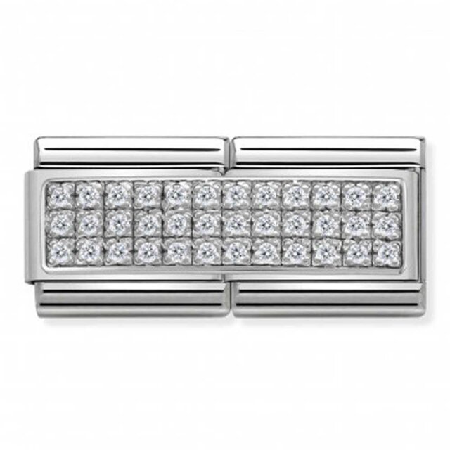 Nomination Link - 330733-01 - Classic DOUBLE PAVE - White CZ Nomination Link - 330733-01 - Classic DOUBLE PAVE - White CZ
