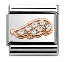 Nomination Link Rosékleurig - 430302-05 - Classic SYMBOLS IN STAINLESS STEEL WITH 9K ROSE GOLD AND CZ - Wing