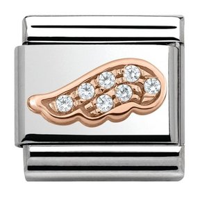 Nomination Link Rosékleurig - 430302-05 - Classic SYMBOLS IN STAINLESS STEEL WITH 9K ROSE GOLD AND CZ - Wing